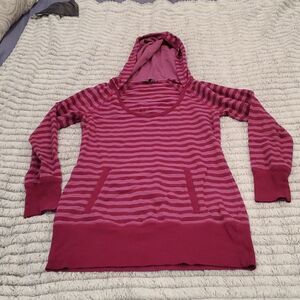 Pink striped extra long Express hooded sweatshirt size M